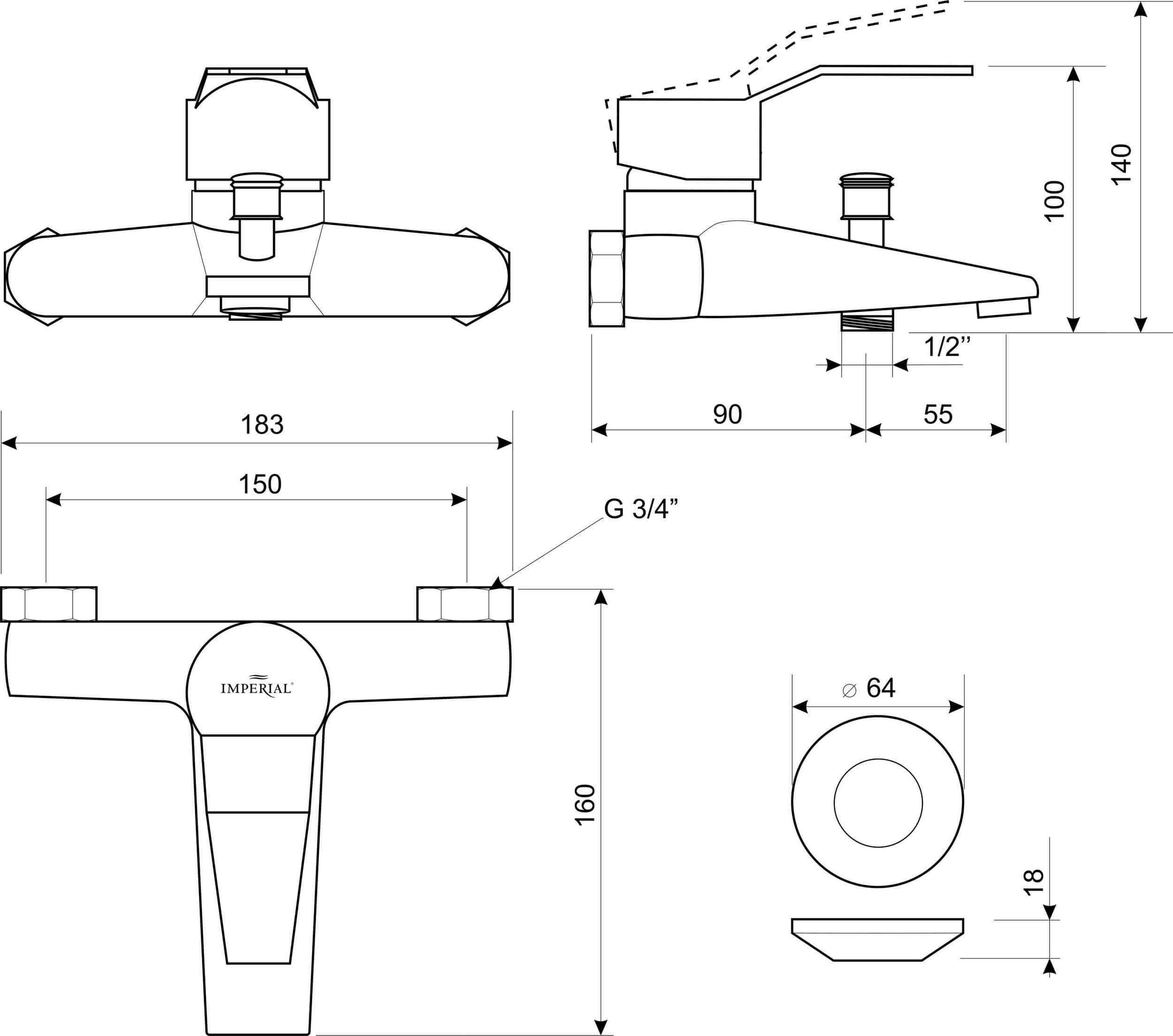 Faizee Home Badewannenarmatur Silber – Einhandmischer mit Handbrause & 1,5 m Brauseschlauch
