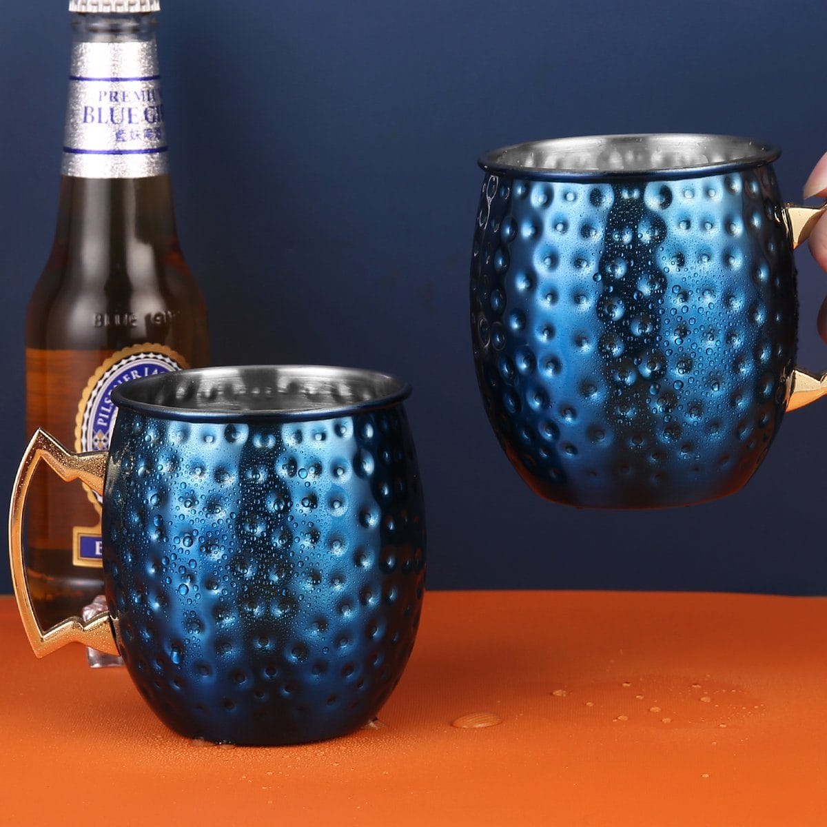 Faizee Home Moscow Mule Becher 530 ml – Gehämmerte Optik – Edelstahl innen –