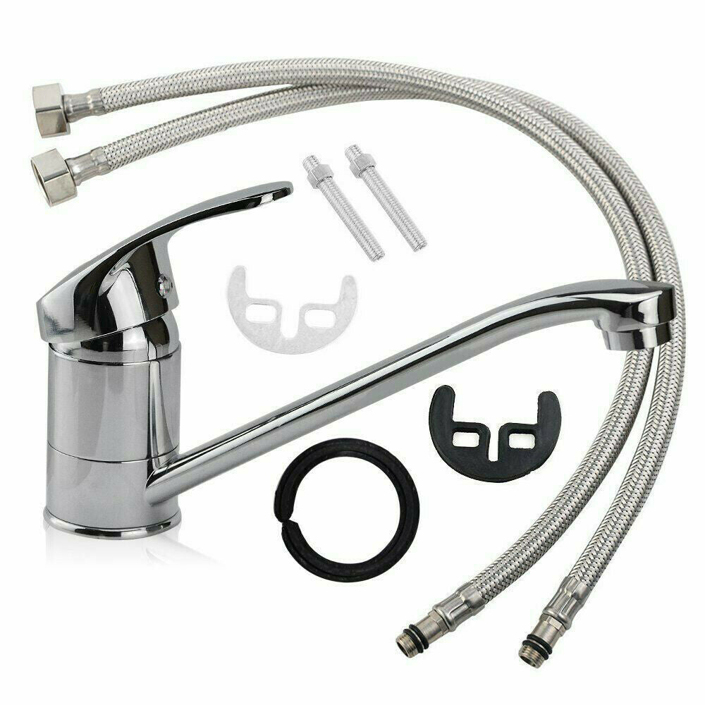 Eingebaute Edelstahlspüle in verschiedenen Größen, inklusive Siphon-Set und Armaturen
