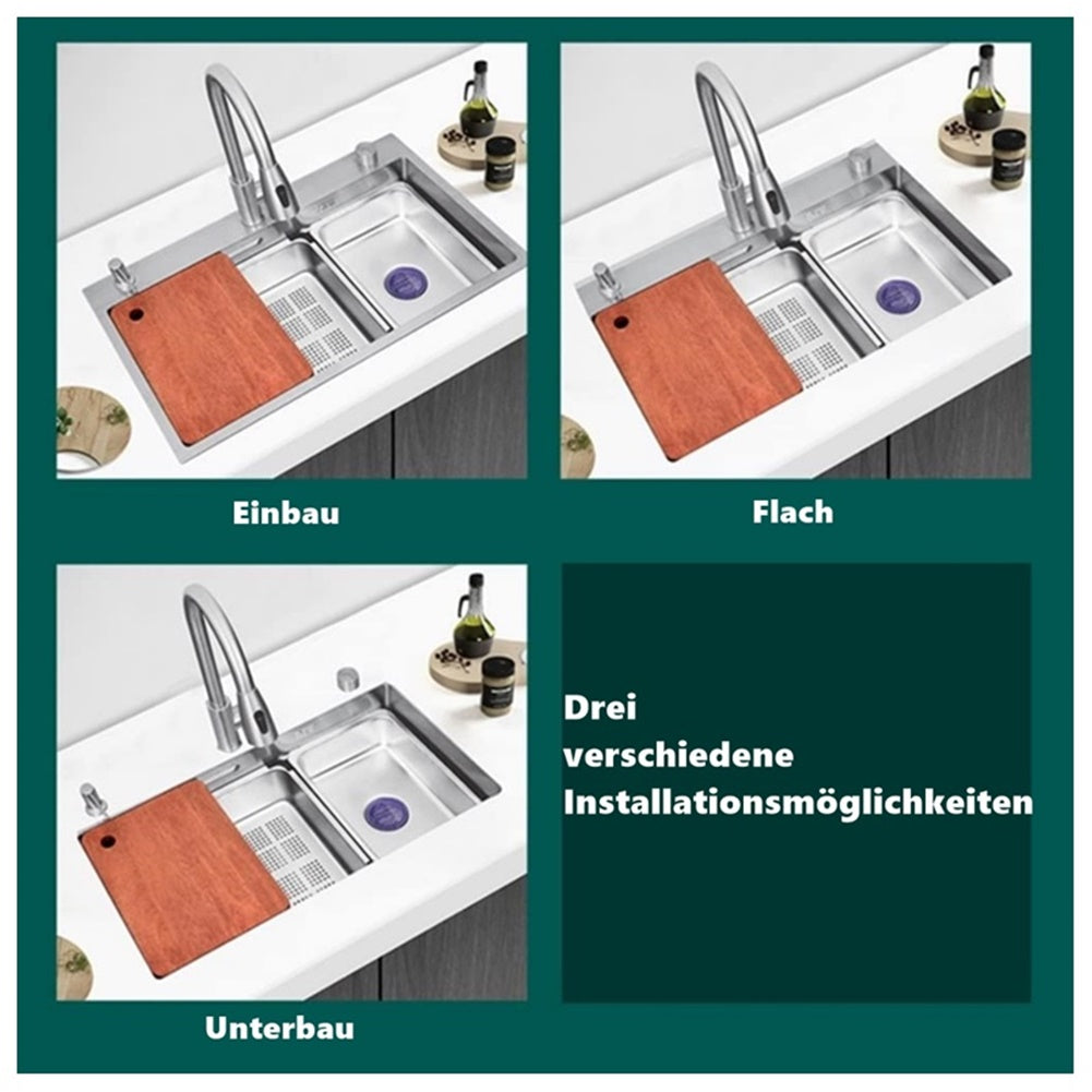 Quantum Edelstahlspüle 75x45 cm mit Nanotechnologie