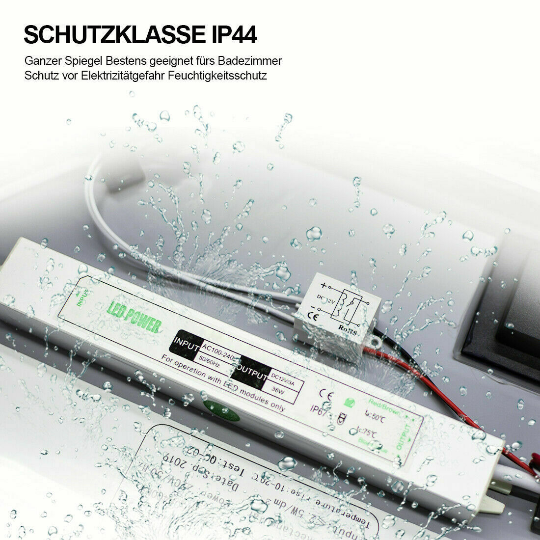 Badezimmermöbel 5-tlg – 90 cm Set Schwarz Hochglanz LED
