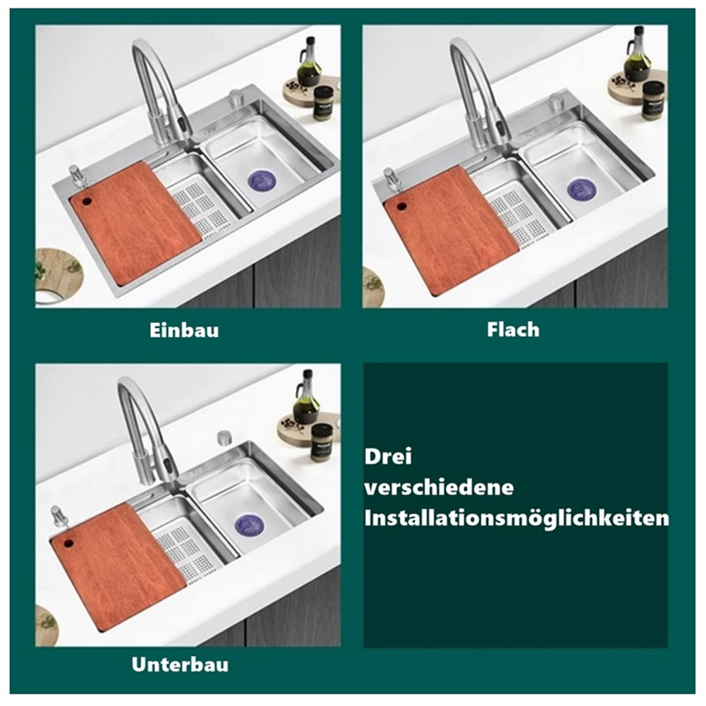 Quantum Edelstahlspüle 75x45 cm mit Nanotechnologie