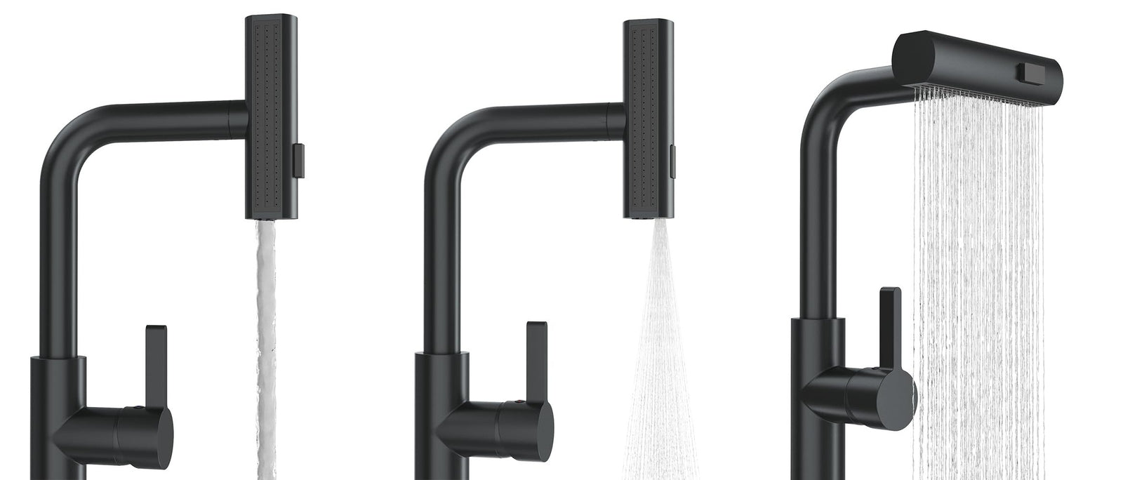 Twist Küchenarmatur Schwarz – Ausziehbare Armatur mit 360° Drehung, Messingkörper & Einhebelmischer