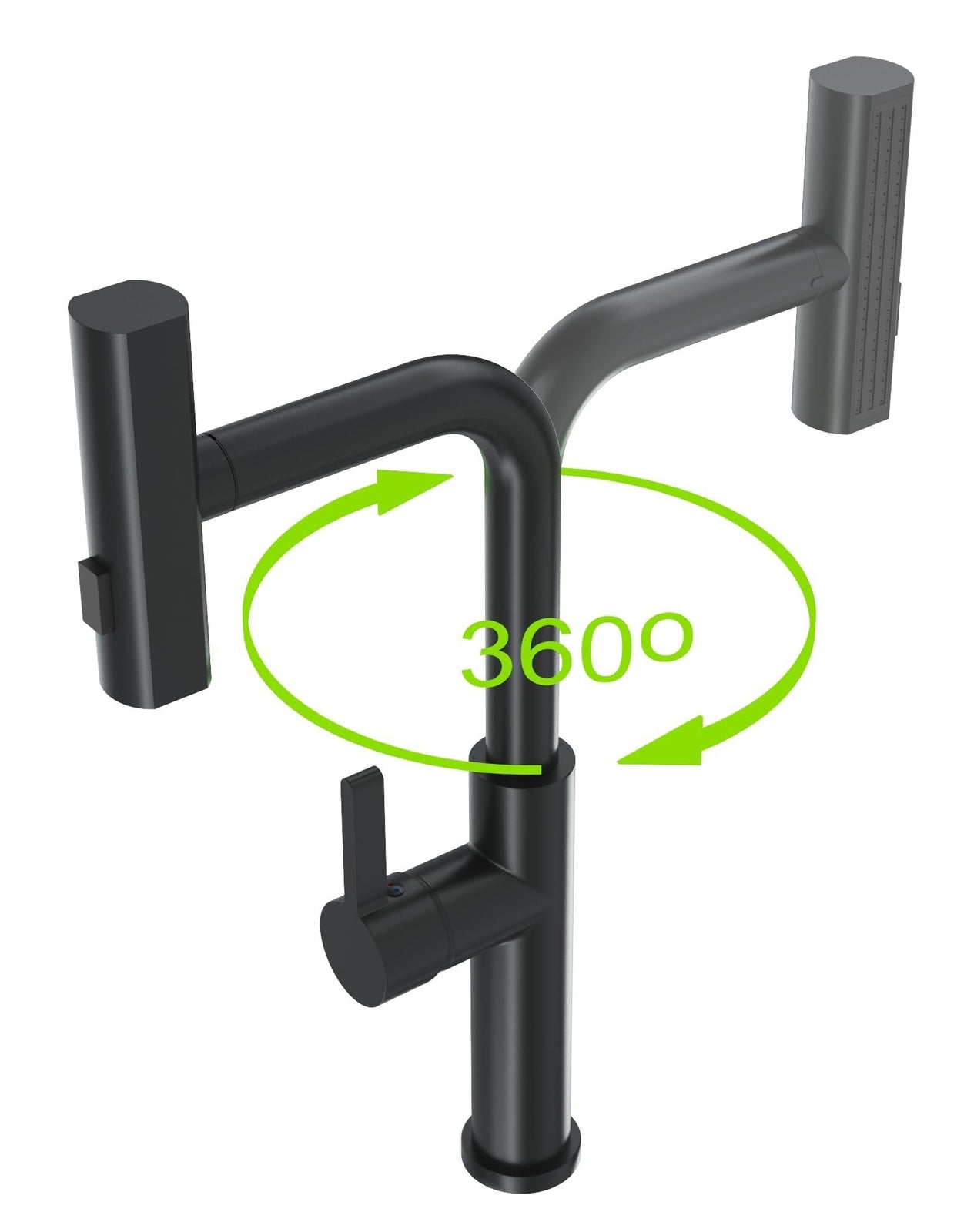 Twist Küchenarmatur Schwarz – Ausziehbare Armatur mit 360° Drehung, Messingkörper & Einhebelmischer