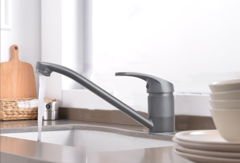 Faizee Home Küchenarmatur – Einhebelmischer mit 180° Schwenkauslauf, Keramikkartusche, Hochdruck, in Weiß, Schwarz, Chrom, Grau & Beige