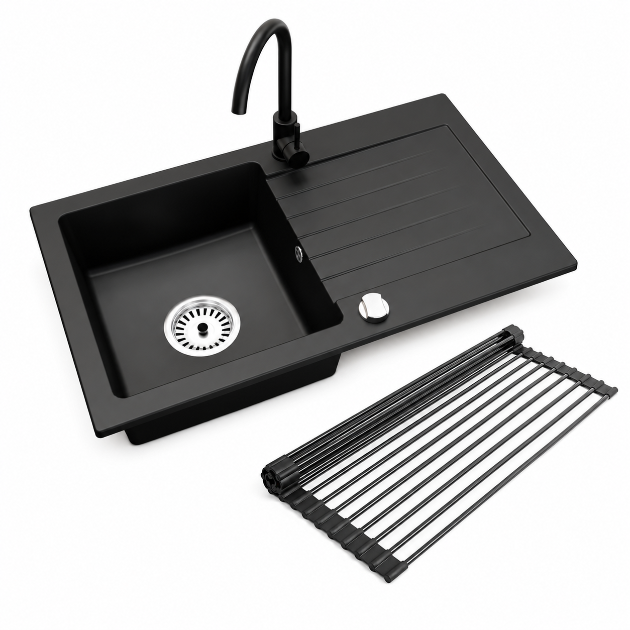 Faizee Home Alisha Granitspüle Set mit passender Armatur & Zubehör-Auswahl