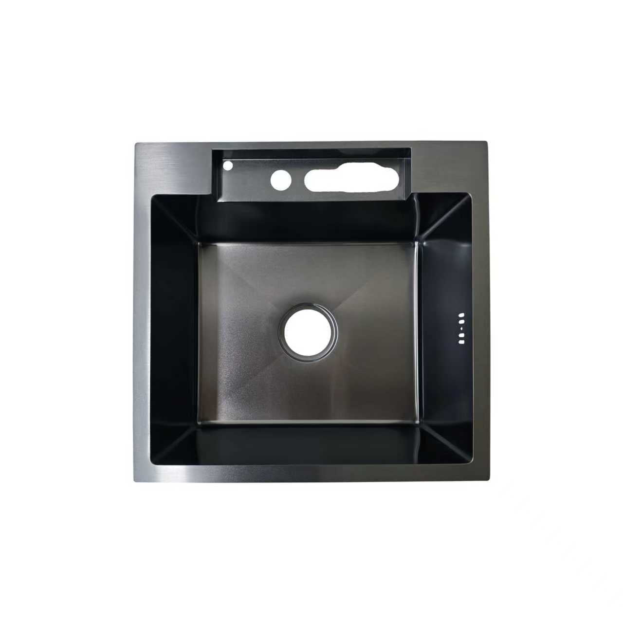 Faizee Home Inox Küchenspüle 50 × 48 cm Schwarz – Edelstahlspüle mit integrierter Armatur & Bedienfeld