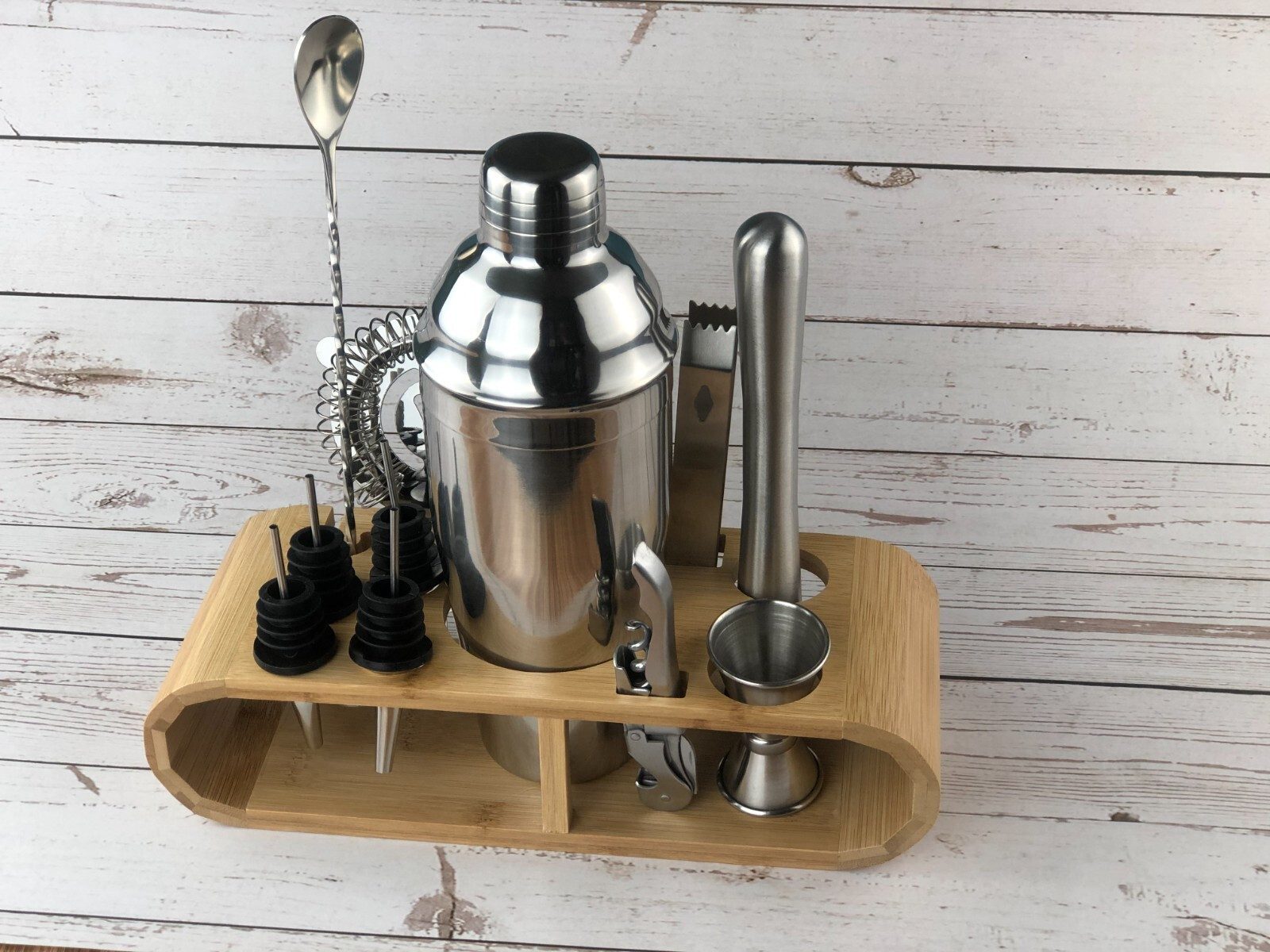 Faizee Home Cocktail-Set Edelstahl 7-tlg. oder 11-tlg. mit Shaker & Barzubehör