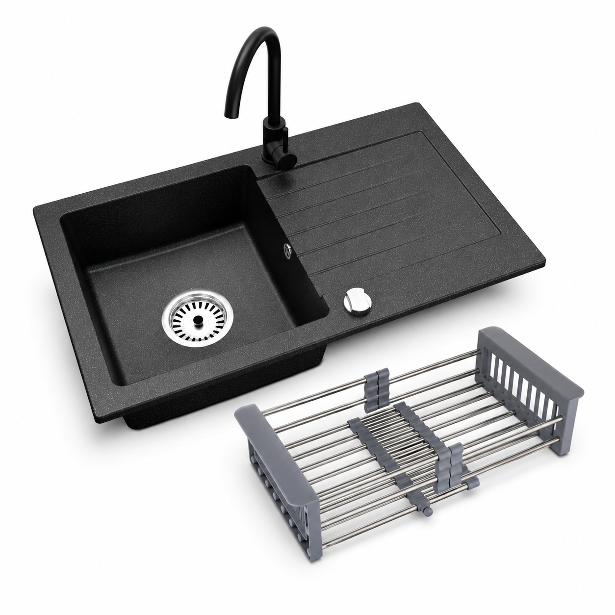 Faizee Home Alisha Granitspüle Set mit passender Armatur & Zubehör-Auswahl