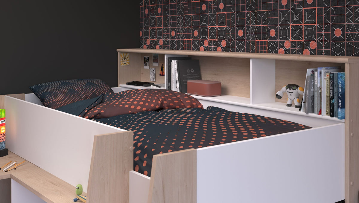 Parisot Lucas 11 Hochbett 90x200 cm mit Schreibtisch & Schrank