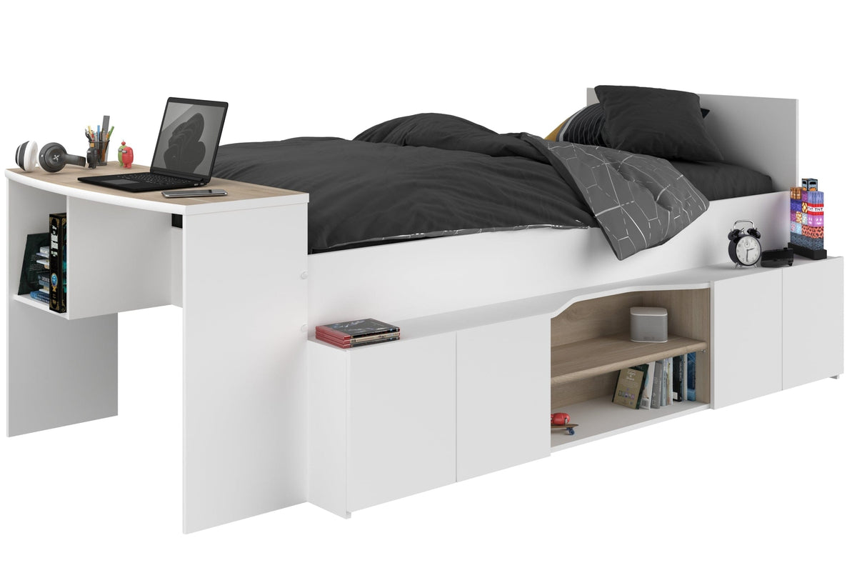 Parisot Cleo1 Funktions-Hochbett 90x200 cm mit Schreibtisch Weiß