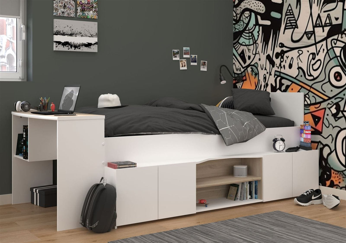 Parisot Cleo1 Funktions-Hochbett 90x200 cm mit Schreibtisch Weiß