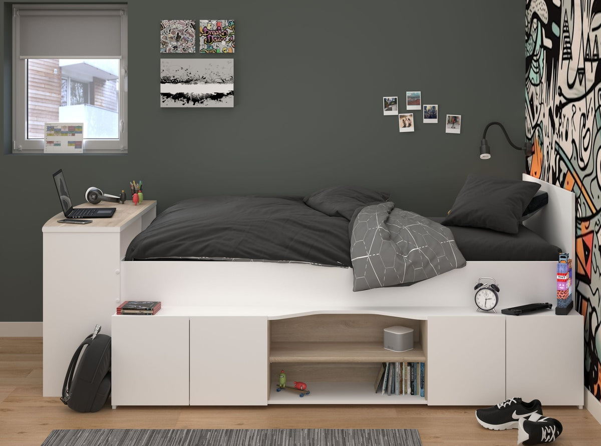 Parisot Cleo1 Funktions-Hochbett 90x200 cm mit Schreibtisch Weiß