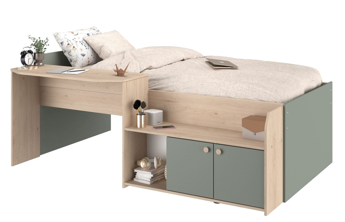 Parisot Jade Hochbett 90x200 cm mit Schreibtisch und Stauraum