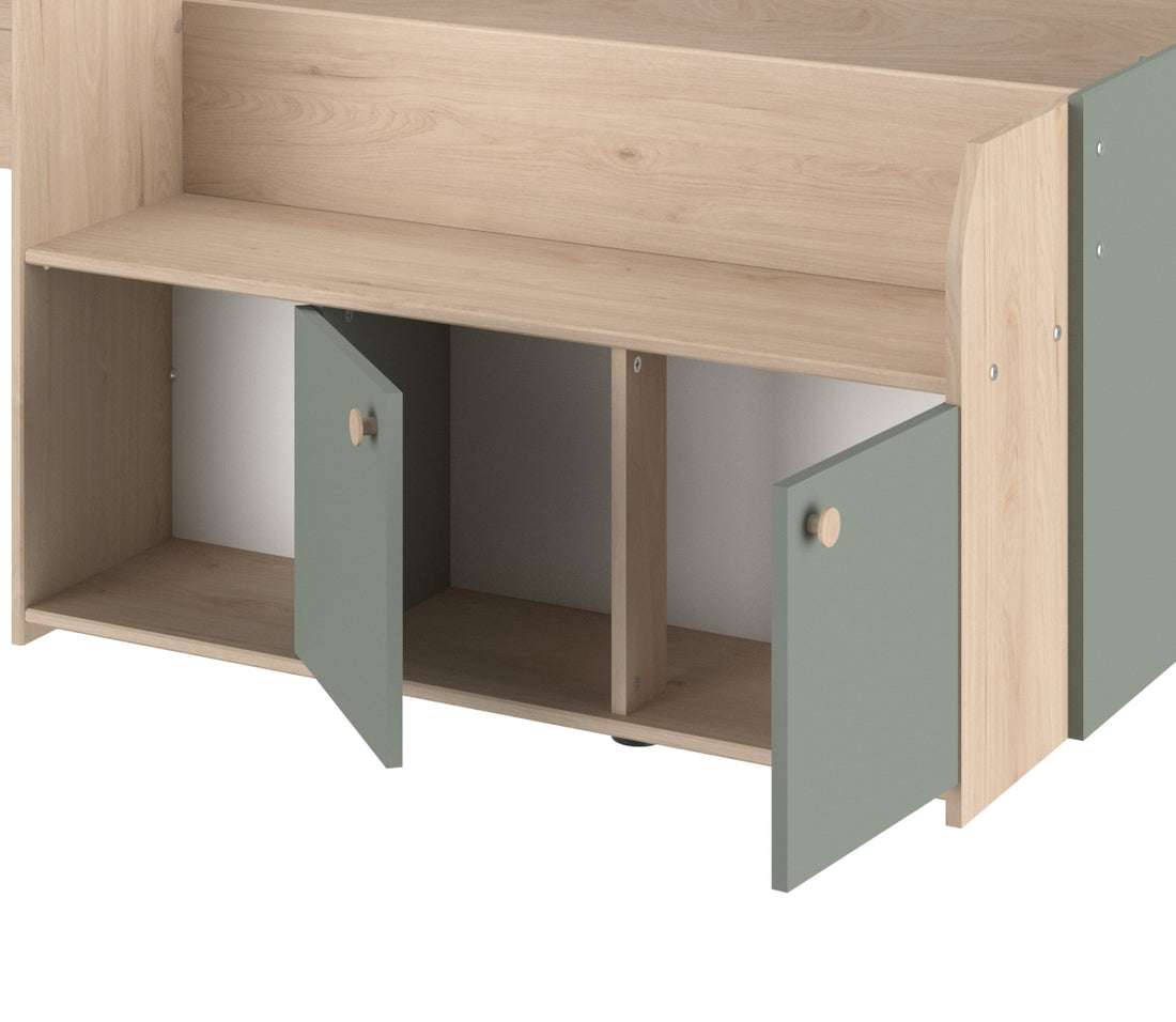 Parisot -  Jade 11 | Jugendzimmer-Set – Halbhochbett mit Schreibtisch & Kleiderschrank 90 x 200 cm
