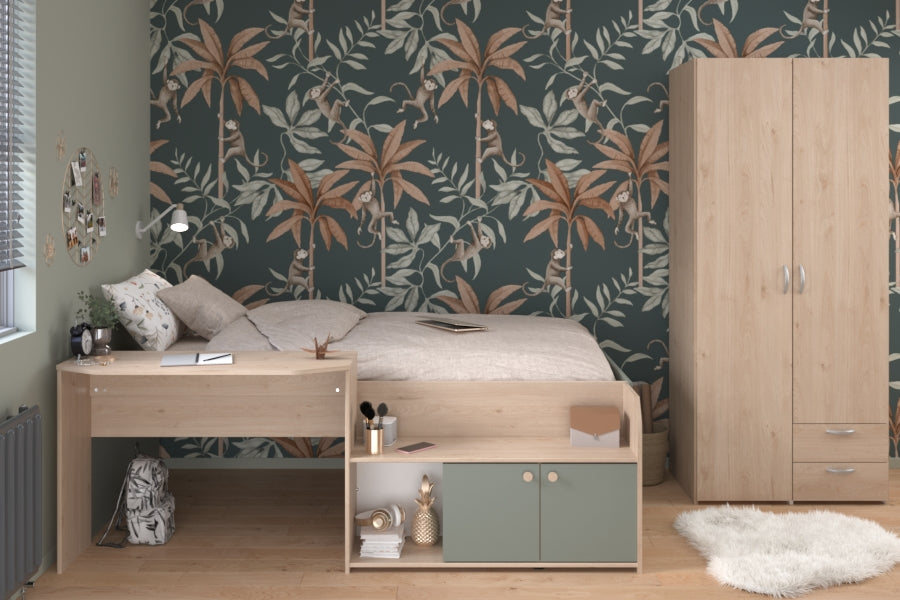 Parisot -  Jade 11 | Jugendzimmer-Set – Halbhochbett mit Schreibtisch & Kleiderschrank 90 x 200 cm