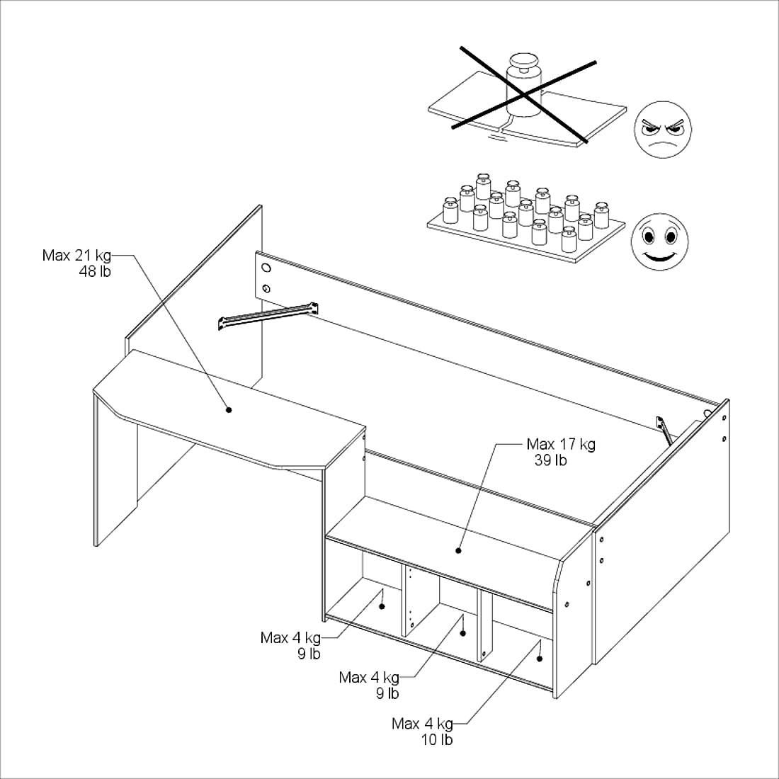Parisot -  Jade 11 | Jugendzimmer-Set – Halbhochbett mit Schreibtisch & Kleiderschrank 90 x 200 cm