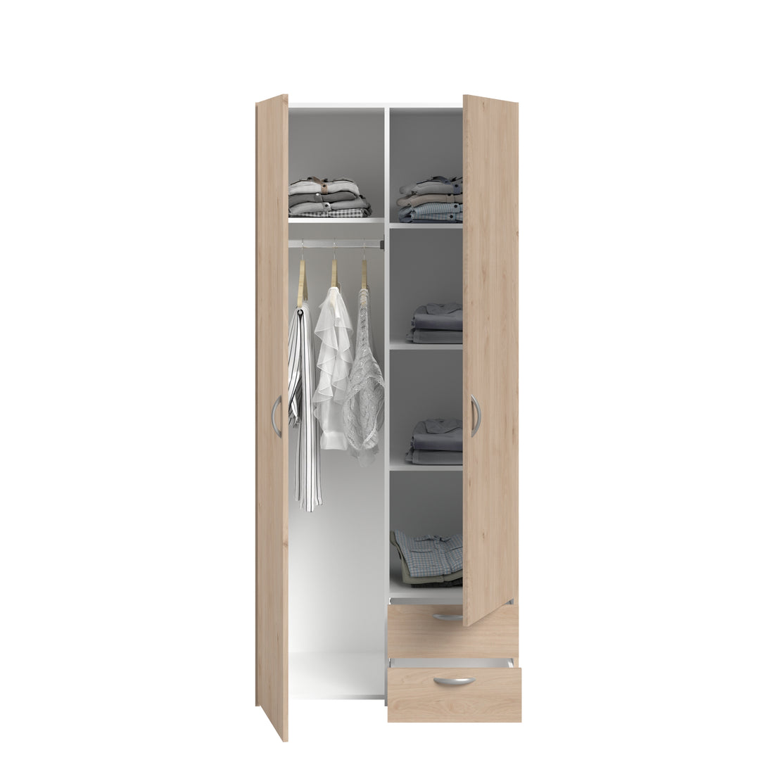 Parisot -  Milky 22 | Kinderzimmer-Set – Hochbett & 2-türiger Kleiderschrank 90 x 200 cm