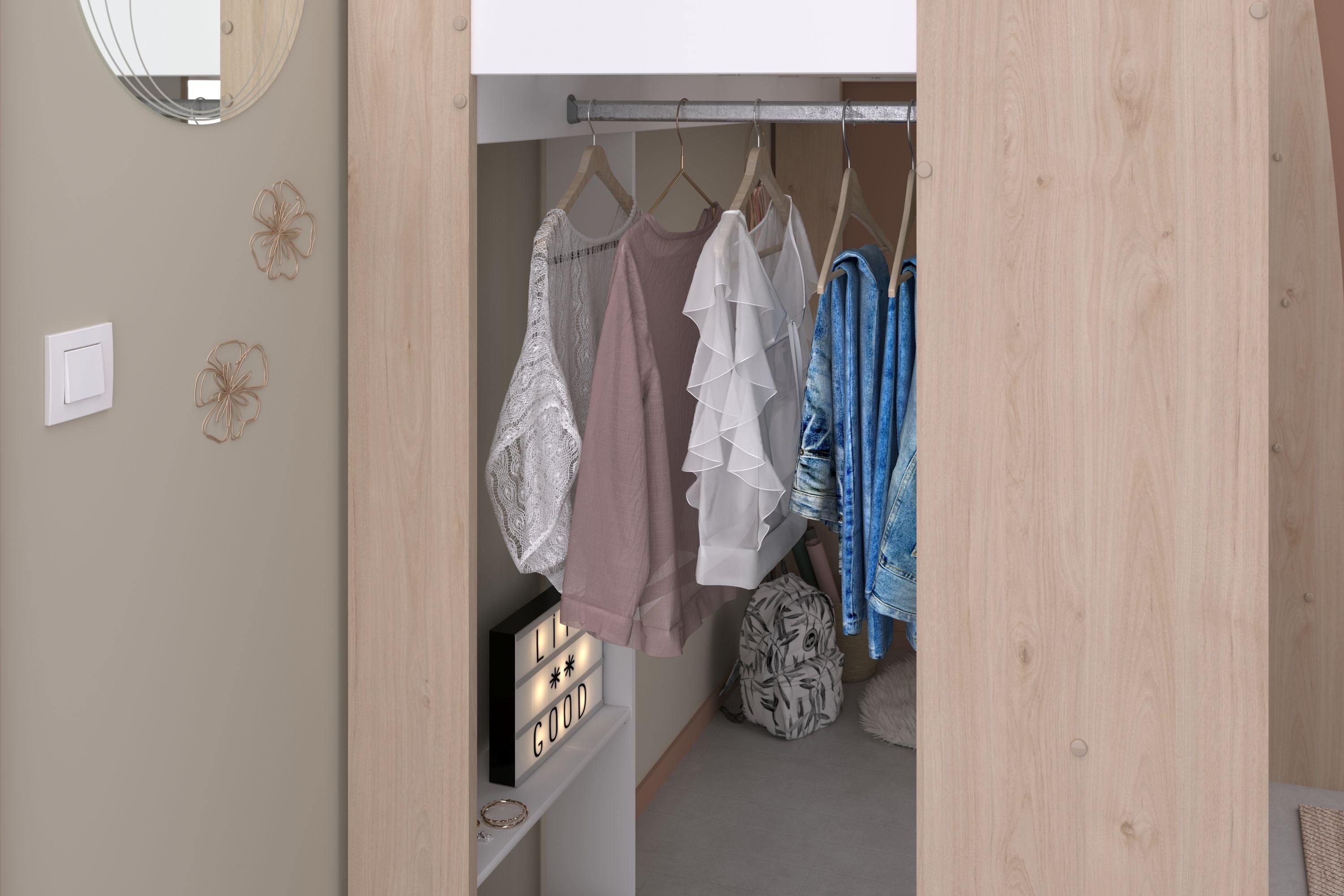 Shelter 11 Parisot Hochbett Kinderzimmer Eiche Jackson Nachbildung/Weiß 90x200