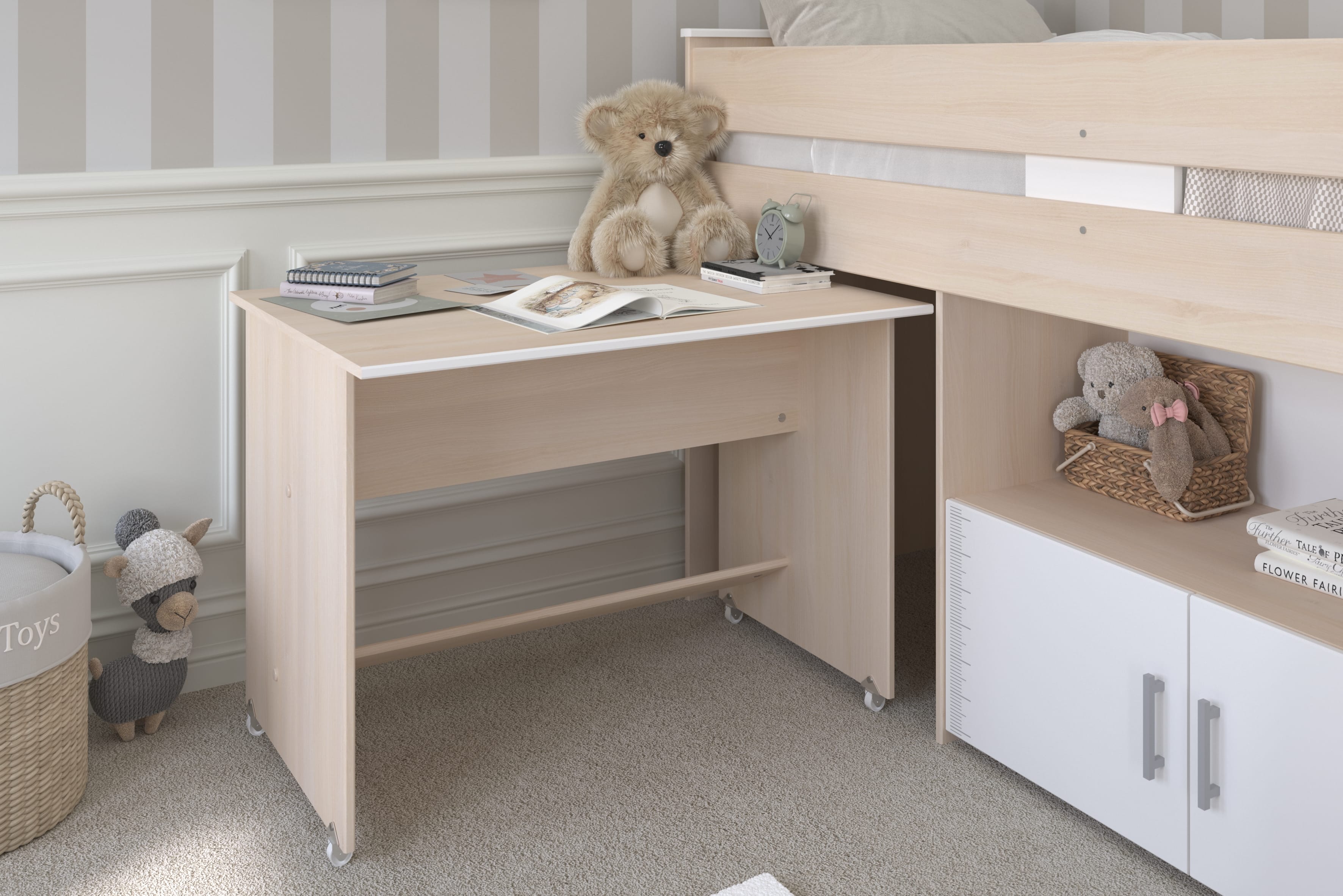 Parisot Charly 22 Jugendzimmer Set mit Hochbett, Schreibtisch, Kleiderschrank & Stauraum