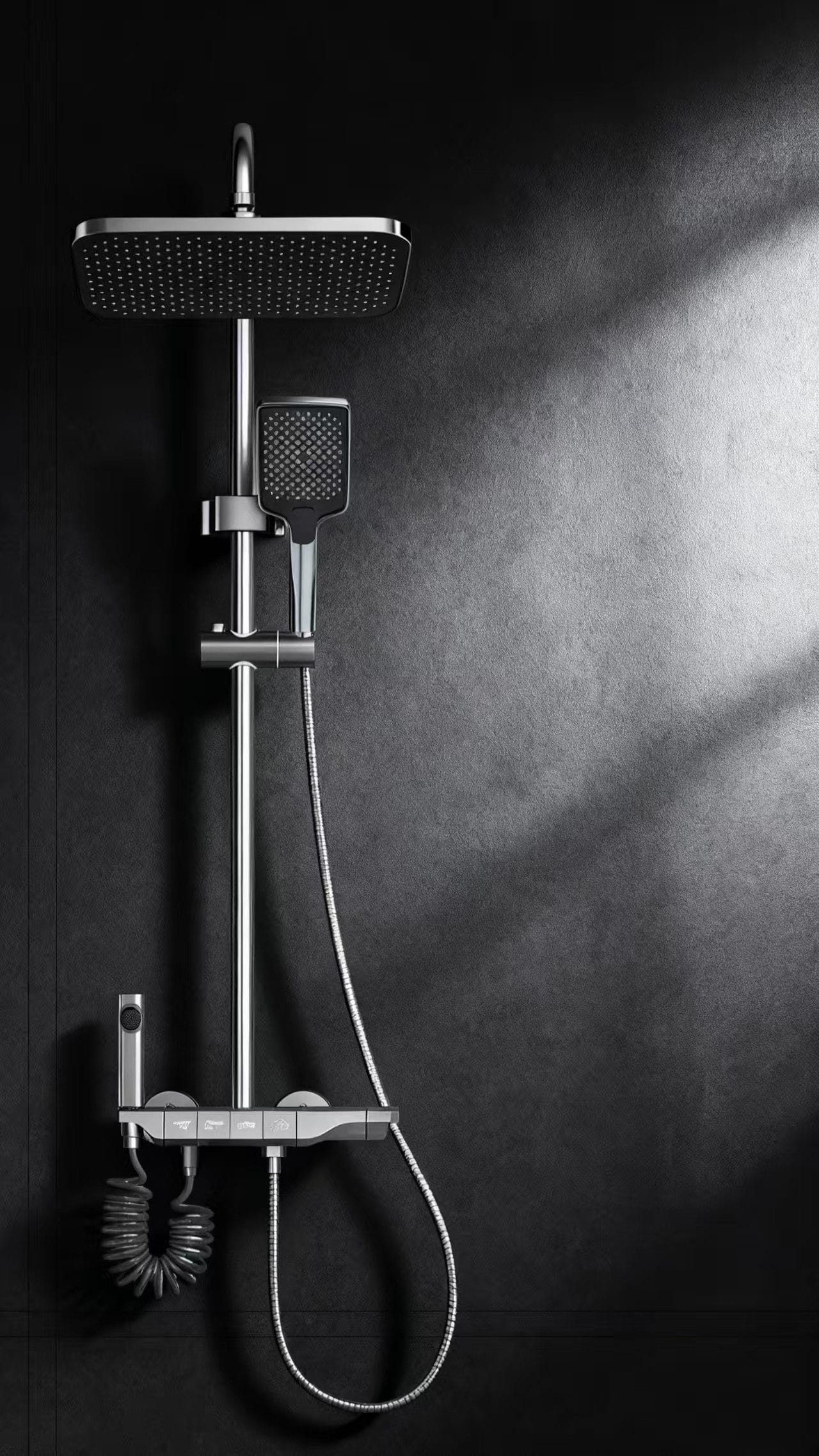 Faizee Home Hydroniq Duschsystem mit Thermostat – Regendusche, Handbrause & höhenverstellbare Duschstange
