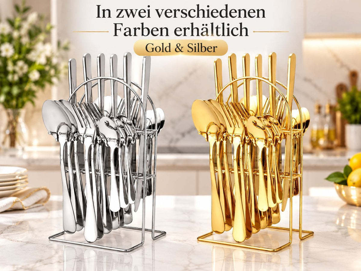 Faizee Home Besteckset 24-teilig für 6 Personen – Edelstahl Besteck mit Geschenkbox
