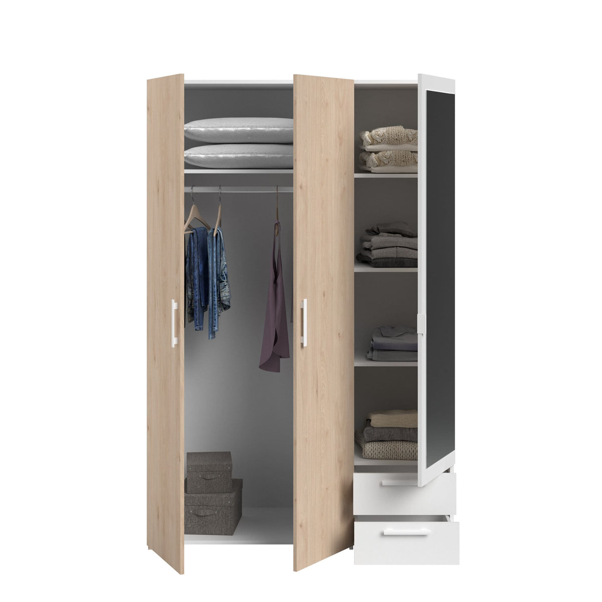 Parisot Daily 24 Kleiderschrank mit Spiegel, 3-türig