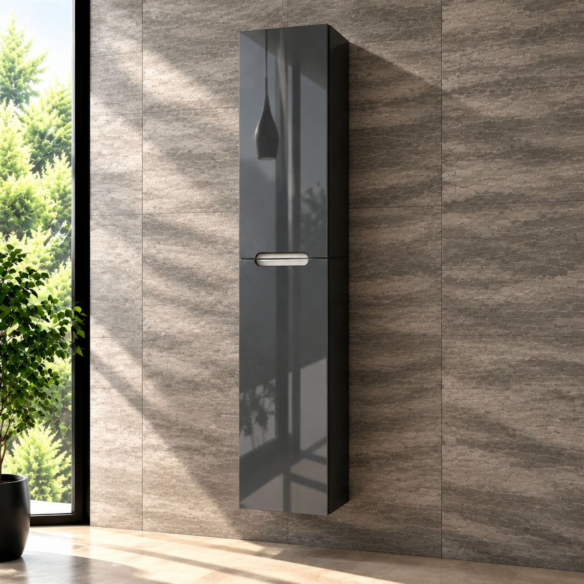 Faizee Home Badmöbelset Aliyah 90 cm Hochglanz Grau Weiß inkl. Waschbecken, Spiegel & Regal
