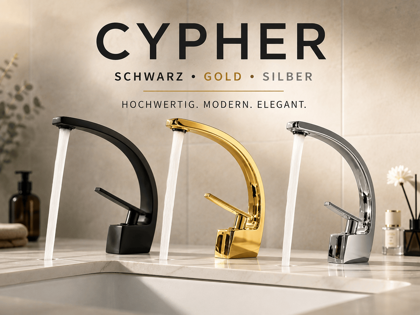 Faizee Home Cypher Waschtischarmatur – Designer Badarmatur aus Messing mit Keramik-Kartusche