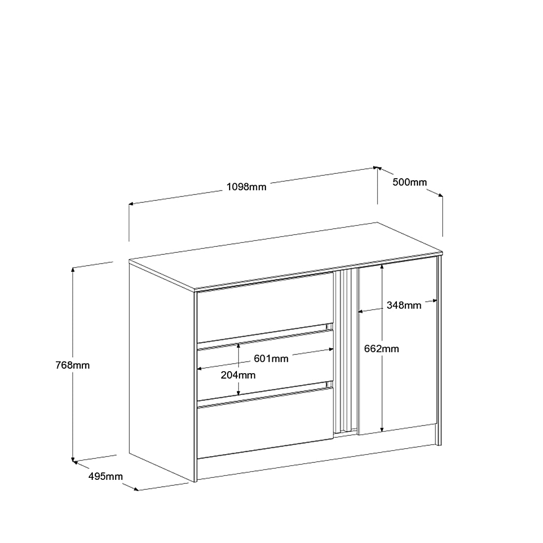 Parisot - Escale 11 | Jugendzimmer-Set – Stauraumbett mit 2 Schubkästen & Kommode 90 x 200 cm