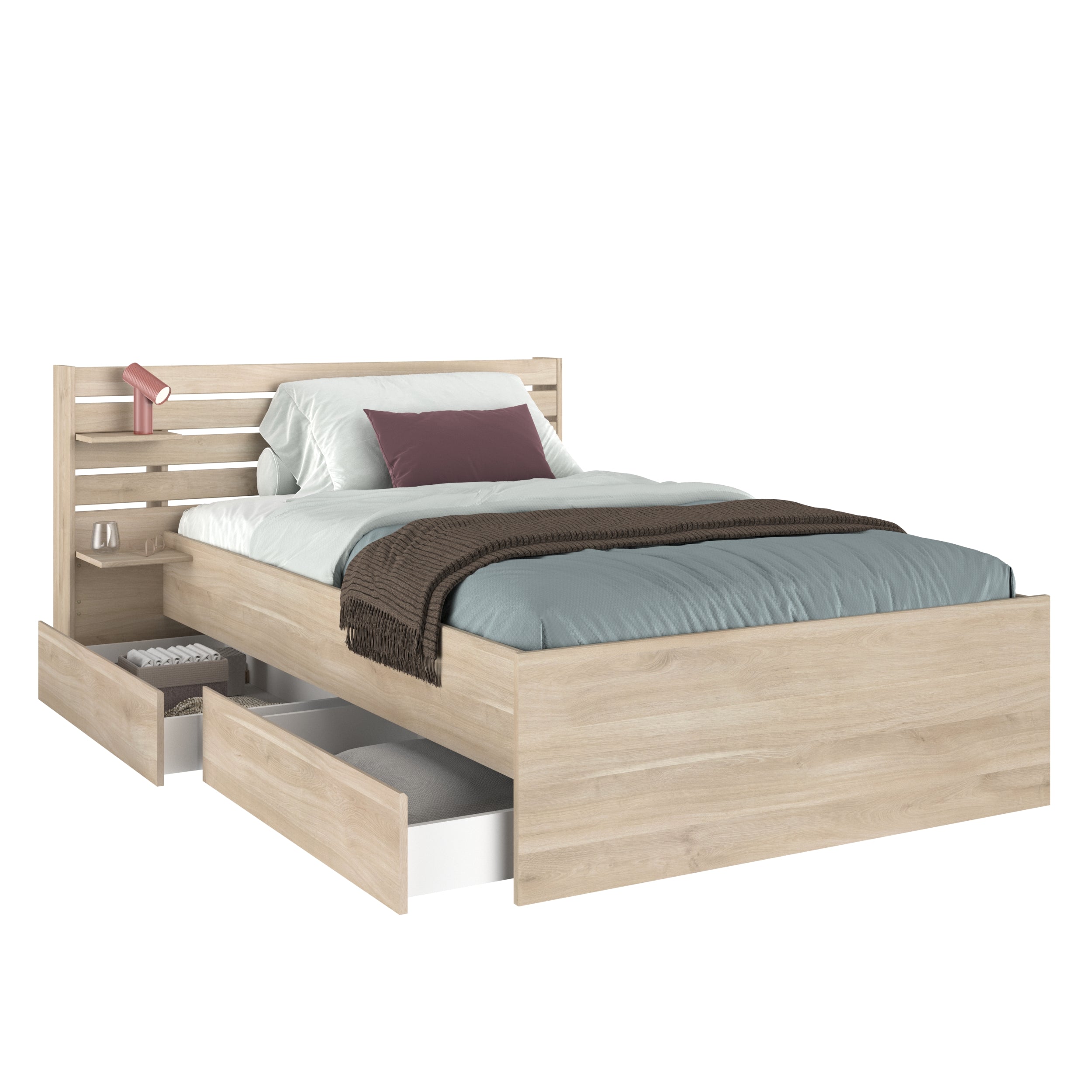 Parisot - Escale 7 | Stauraumbett – Modernes Bett mit integrierten Schubladen 120 x 200 cm