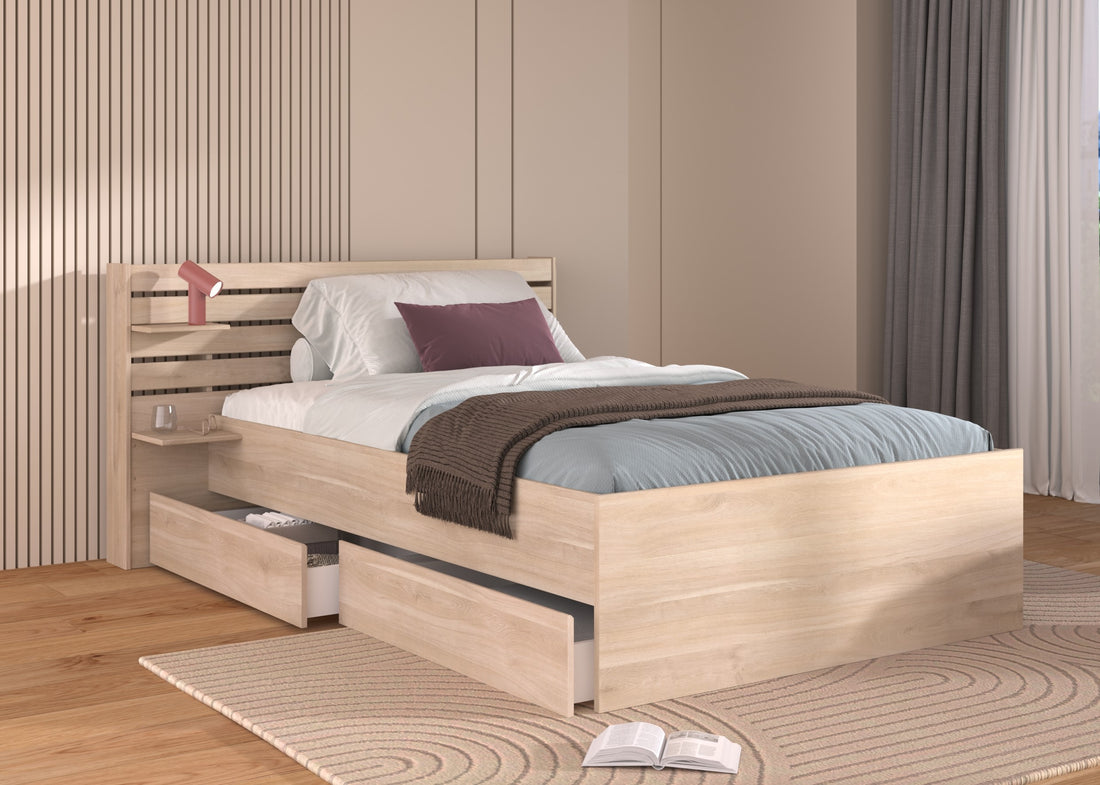 Parisot - Escale 7 | Stauraumbett – Modernes Bett mit integrierten Schubladen 120 x 200 cm