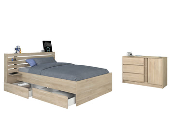 Parisot -  Escale 17 | Stauraumbett mit Kommode – Modernes Schlafzimmer Set 120 x 200 cm