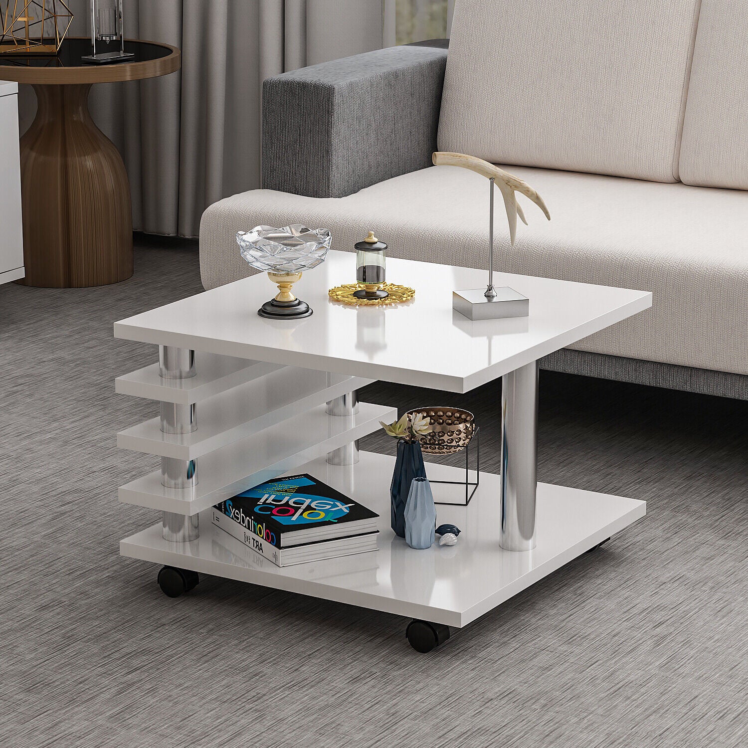 Couchtisch 65x65 cm melaminbeschichtet, elegant-Farboptionen