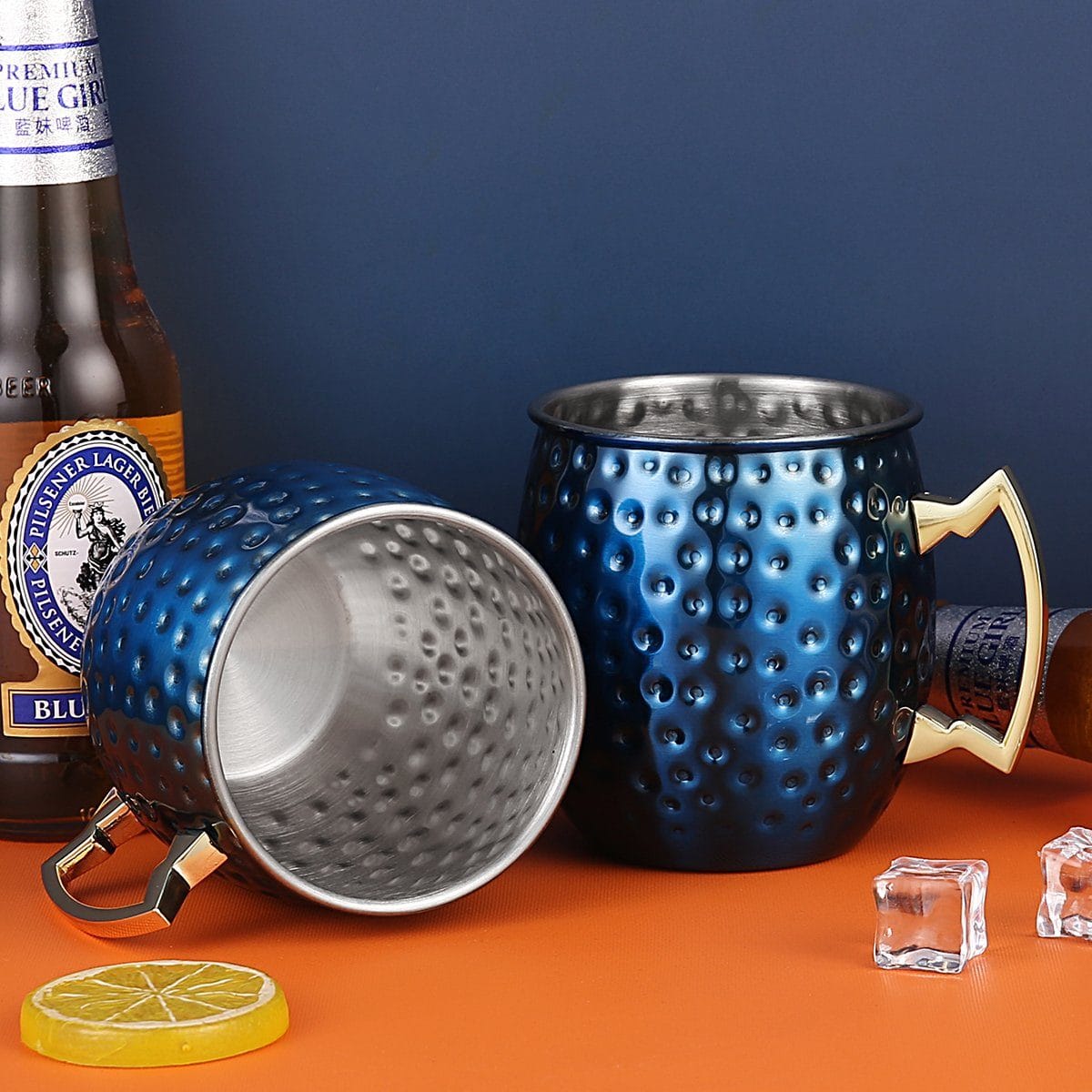 Faizee Home Moscow Mule Becher 530 ml – Gehämmerte Optik – Edelstahl innen –