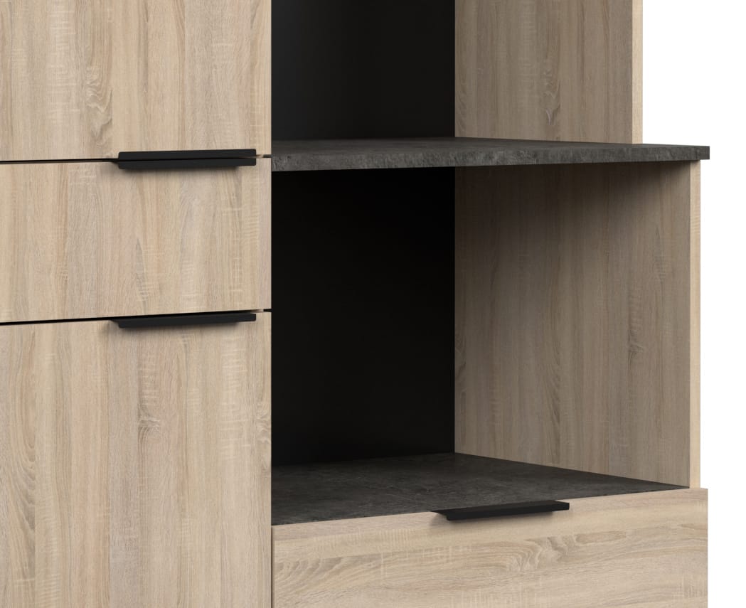 Parisot Fumay 2 Schrank-Set, 2-teilig, Eiche Betonoptik