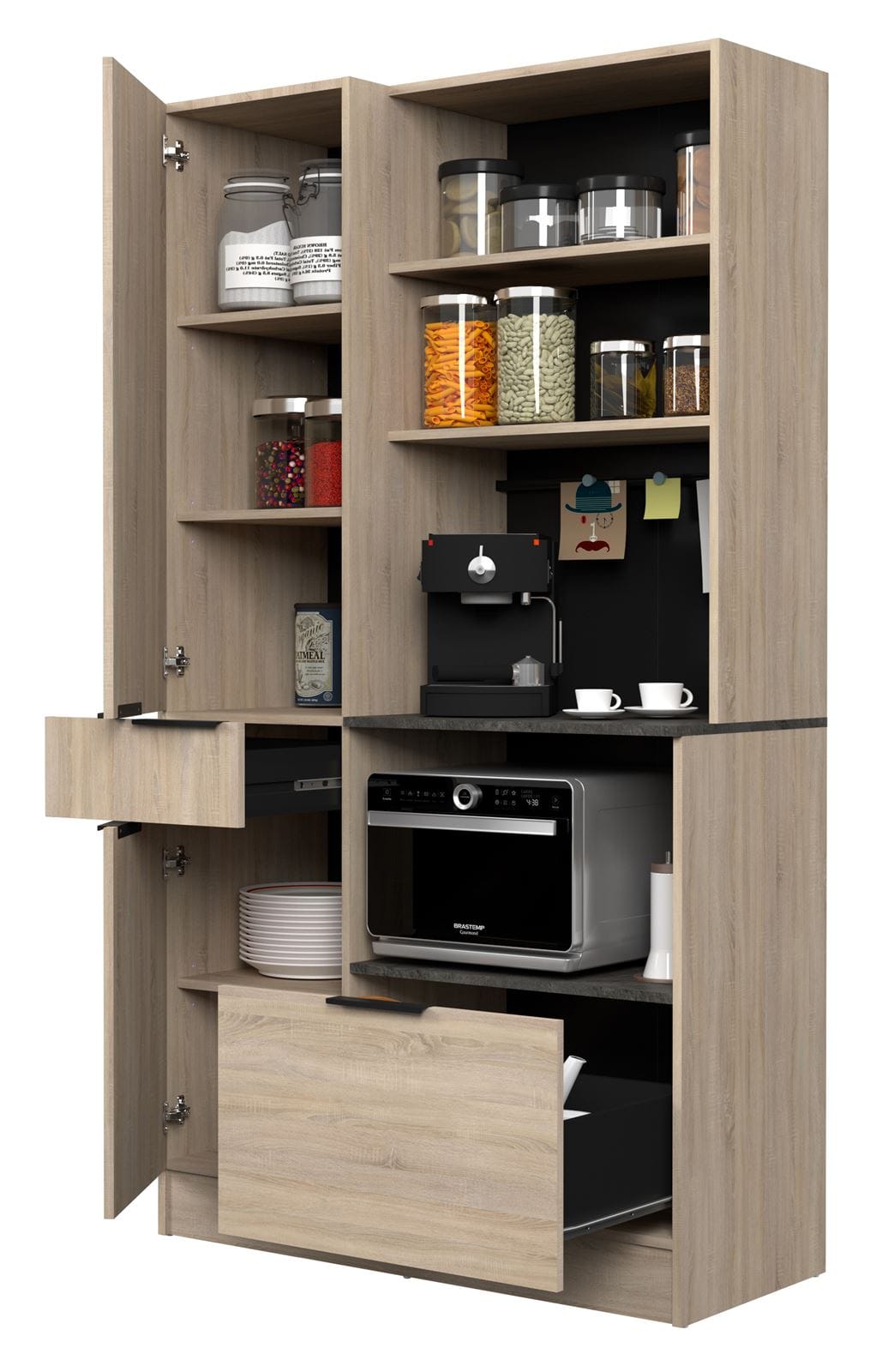 Parisot Fumay 2 Schrank-Set, 2-teilig, Eiche Betonoptik