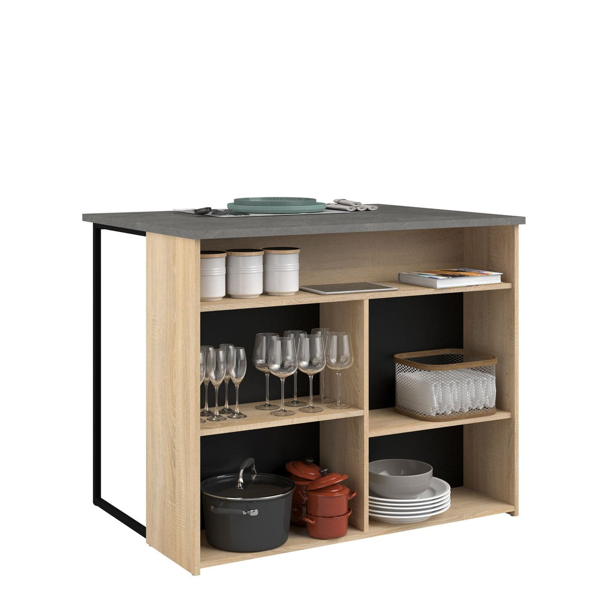 Parisot Fumay 2 Schrank-Set, 2-teilig, Eiche Betonoptik