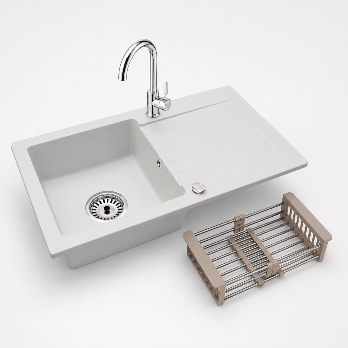 Faizee Home Alisha Granitspüle Set mit passender Armatur & Zubehör-Auswahl