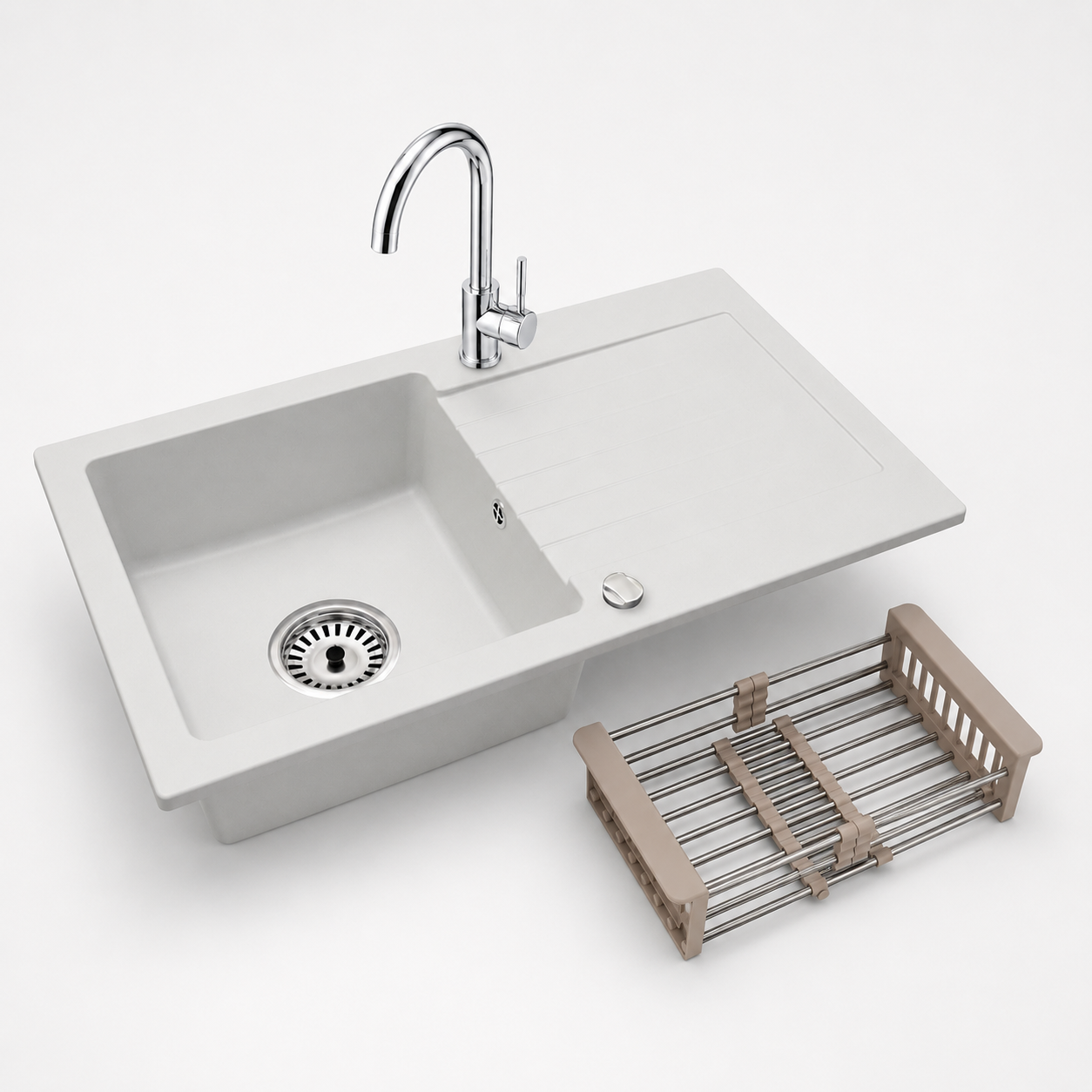 Faizee Home Alisha Granitspüle Set mit passender Armatur & Zubehör-Auswahl