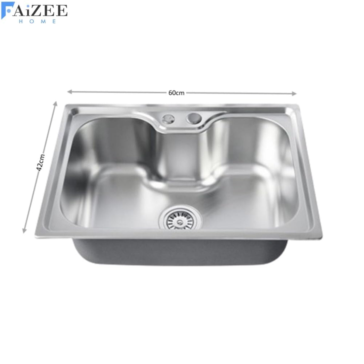 Edelstahlspüle 60x42 cm – Rechteckige Küchenspüle mit Siphon-Set In verschiedenen Farben, mit oder ohne Armatur