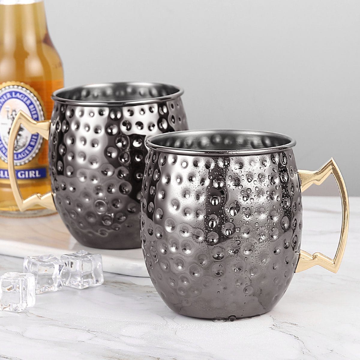 Faizee Home Moscow Mule Becher 530 ml – Gehämmerte Optik – Edelstahl innen –