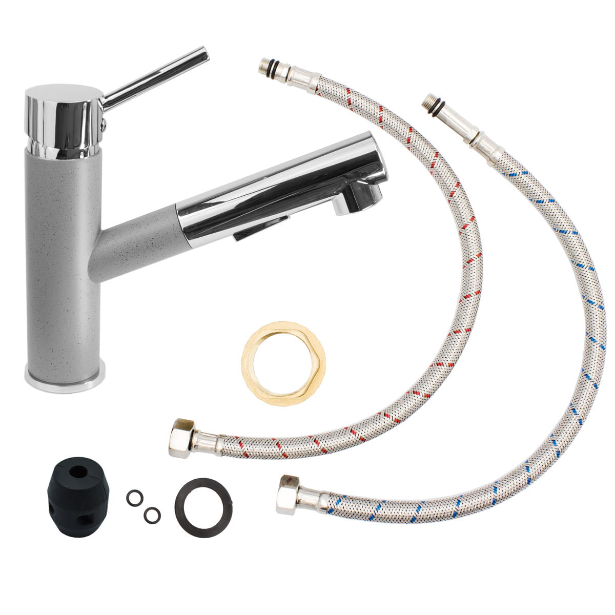Granitspüle 76x44 + Armatur Cado – inkl. Siphon-Set