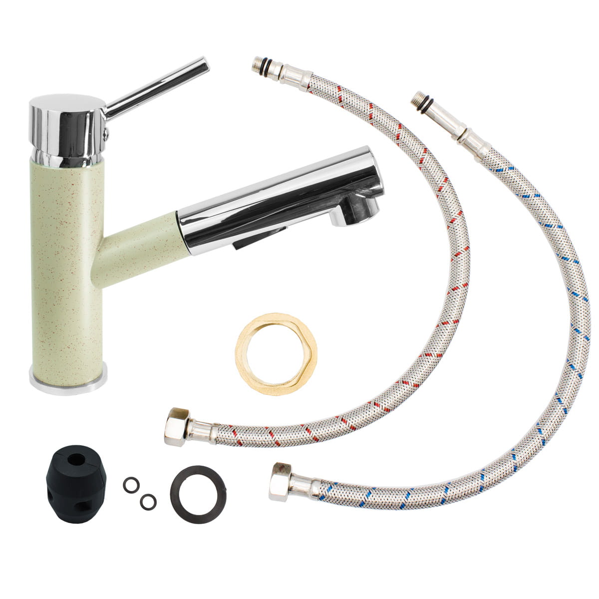 Granitspüle 48x50 + Armatur Cado – inkl. Siphon-Set