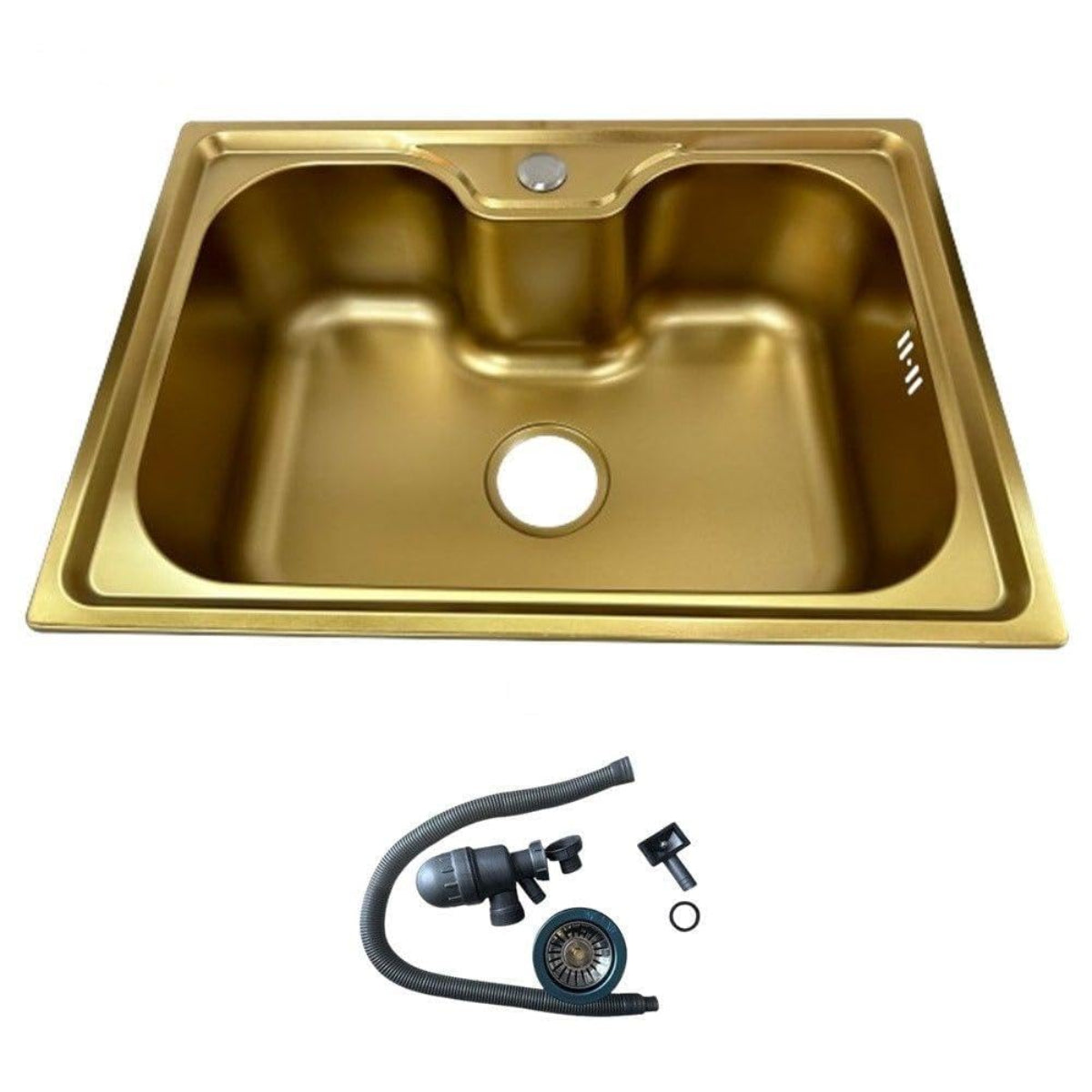 Edelstahlspüle 60x42 cm – Rechteckige Küchenspüle mit Siphon-Set In verschiedenen Farben, mit oder ohne Armatur