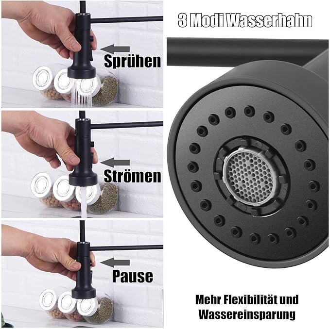 Granitspüle 100x50 cm – 1,5 Becken mit Abtropffläche beidseitig montierbar, inkl. Armatur & Siphon-Set