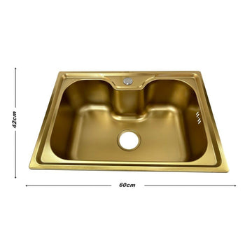 Edelstahlspüle 60x42 cm – Rechteckige Küchenspüle mit Siphon-Set In verschiedenen Farben, mit oder ohne Armatur