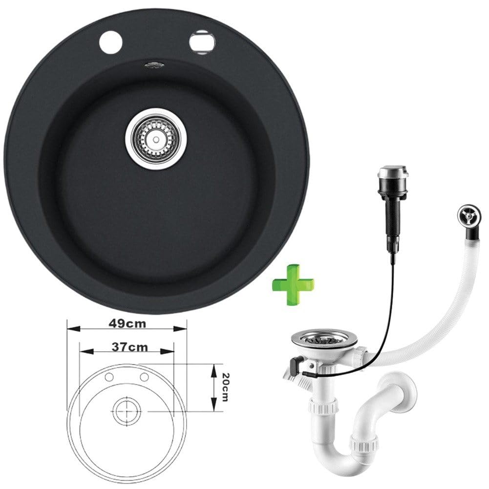 Granitspüle Vela Ø 49 cm – Runde Einbauspüle aus Granit