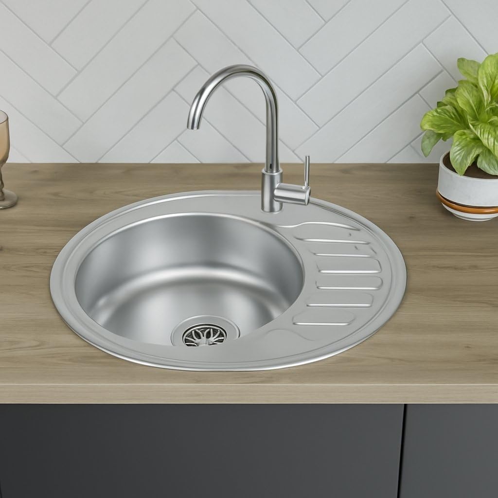 Edelstahl Einbauspüle mit Chrom-Armatur – Satiniert, pflegeleicht & langlebig Inkl. Siphon-Set