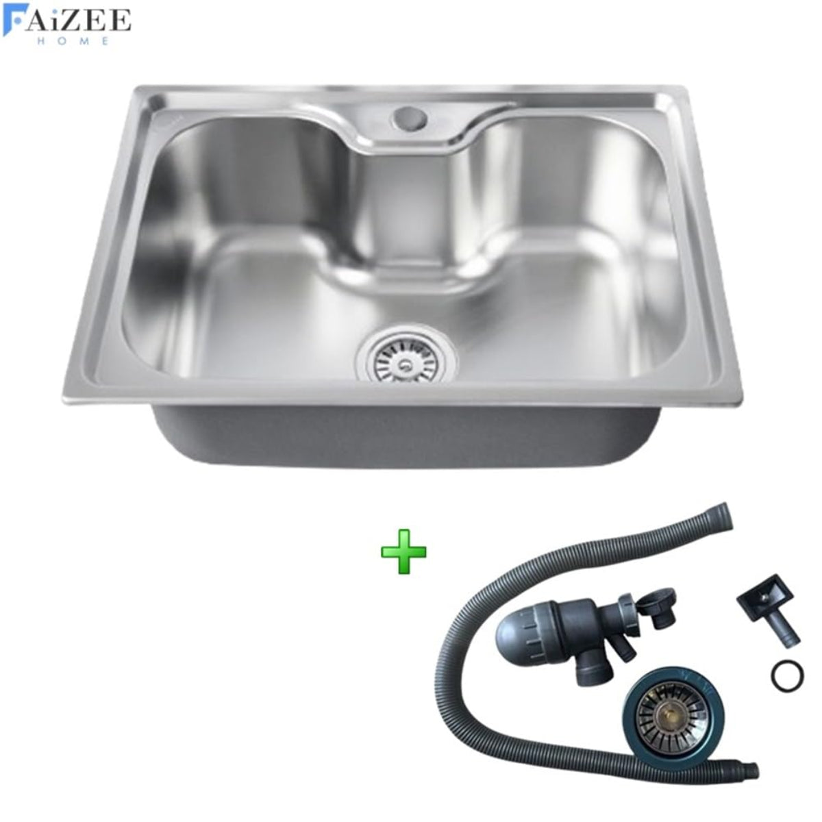 Edelstahlspüle 60x42 cm – Rechteckige Küchenspüle mit Siphon-Set In verschiedenen Farben, mit oder ohne Armatur